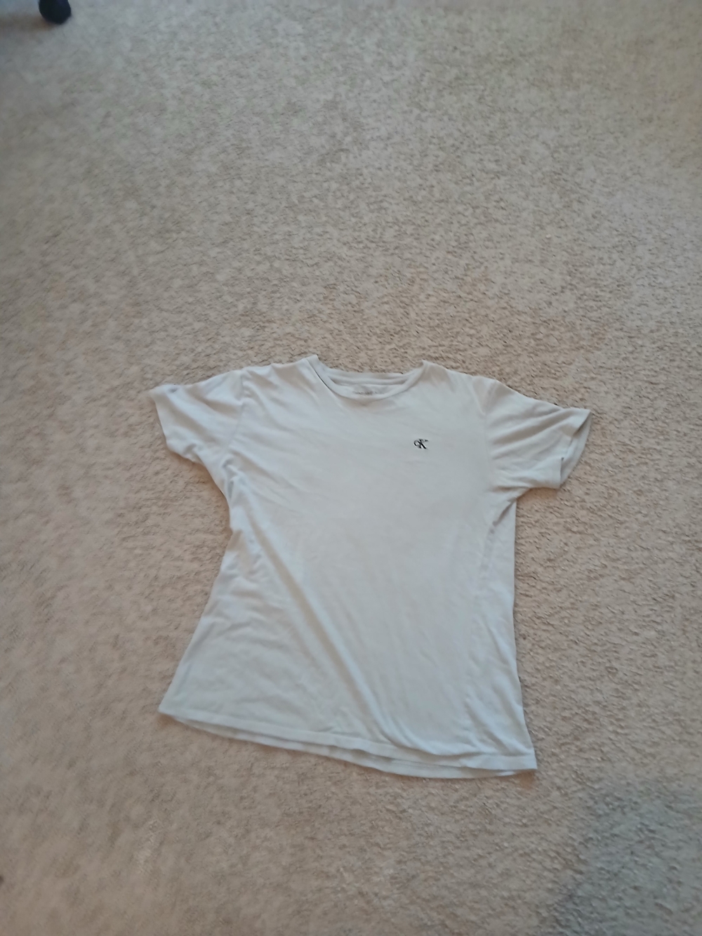 Calvin Klein White Short Sleeve Tee with Small Logo